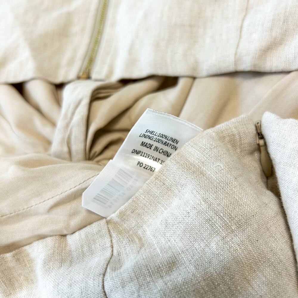 NWOT Dissh Tina Natural Linen Twist Midi Dress Beige Cutout Size 6 - Picture 10 of 11